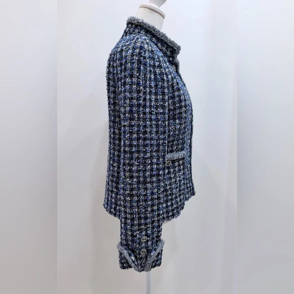 CHANEL 2020 Blue Fantasy Tweed Jacket Blazer FR 38 US 6 - Silk Lined CC Buttons